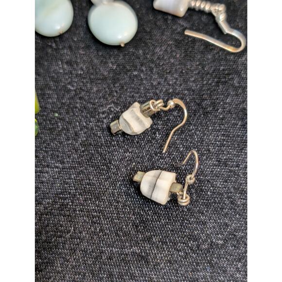 Stone, Crystal, Glass Dangle Earrings & One Green Glass Bracelet Jewelry Lot - Picture 9 of 12